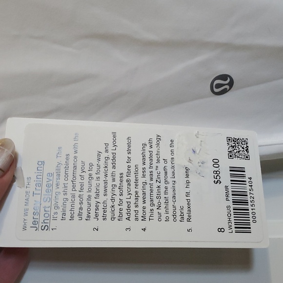 NWT Jersey Training Tee Short Sleeve White Sz 8or12 - Picture 3 of 3